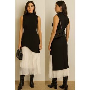 As It May Black&White dress with a pleated skirt Cocktail Dinner Size S NWT